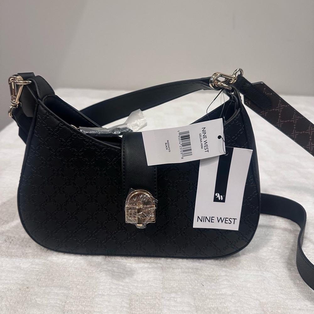 Nine West Embossed Black Shoulder Bag
